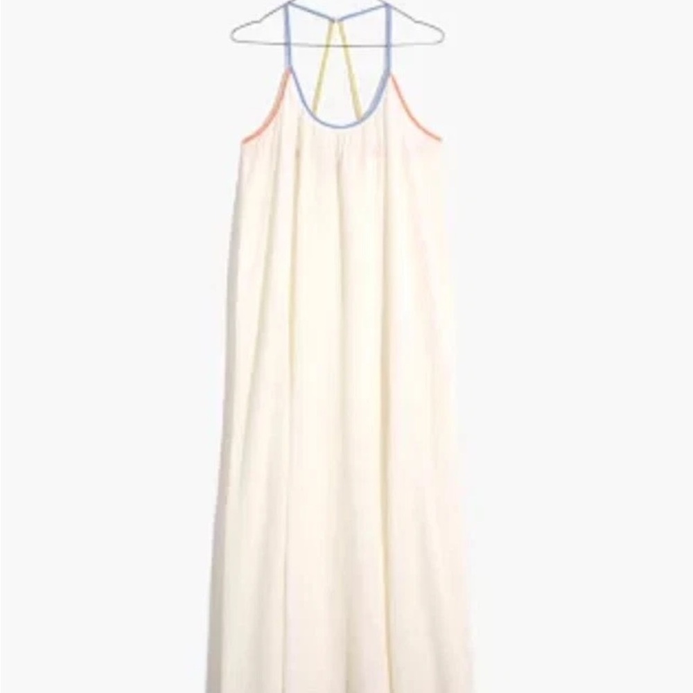 Madewell 100% Cotton Cream Maxi Dress with Colorful Trim